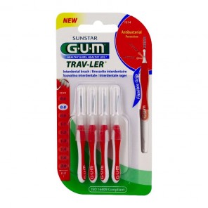 Gum trav-ler 4 cepillos interdentales 0.8mm