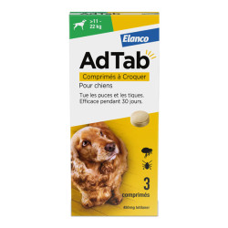 Elanco AdTab 450mg antiparasitario para perros de 11 a 22kg 3 comprimidos