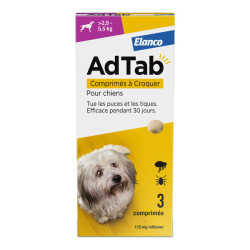 Elanco AdTab 112mg antiparasitario para perros de 2,5 - 5,5kg 3 comprimidos