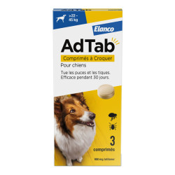 Elanco AdTab 900mg antiparasitario para perros +22 a 45kg 3 comprimidos