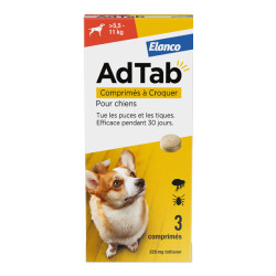 Elanco AdTab 225mg antiparasitario para perros de 5,5 - 11kg 3 comprimidos