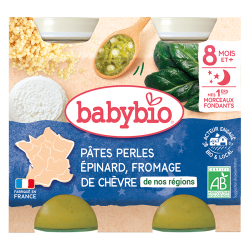 Babybio perlas de pasta espinacas queso de cabra 2 x 200gr