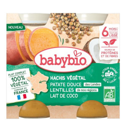 Babybio Verduras picadas batata lentejas leche de coco 6 meses y más 2x200gr