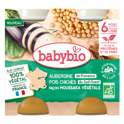 Babybio Berenjena garbanzos verduras estilo moussaka a partir de 6 meses 2x200gr