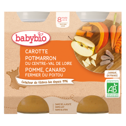 Babybio zanahoria calabaza manzana pato a partir de 8 meses 2x200g