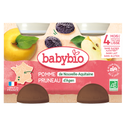 Babybio manzana y ciruela pasa a partir de 4 meses envase de 2x130g