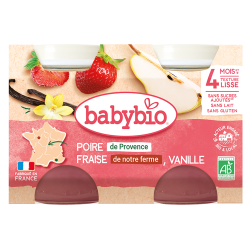 Babybio pera de provenza 1ª fresas de nuestra granja vainilla 2x130gr