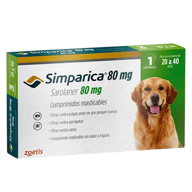 Simparica Perro (20-40 kg) 80 mg 3 Comprimidos Simparica Perro (20-40 kg) 80 mg 3 Comprimidos