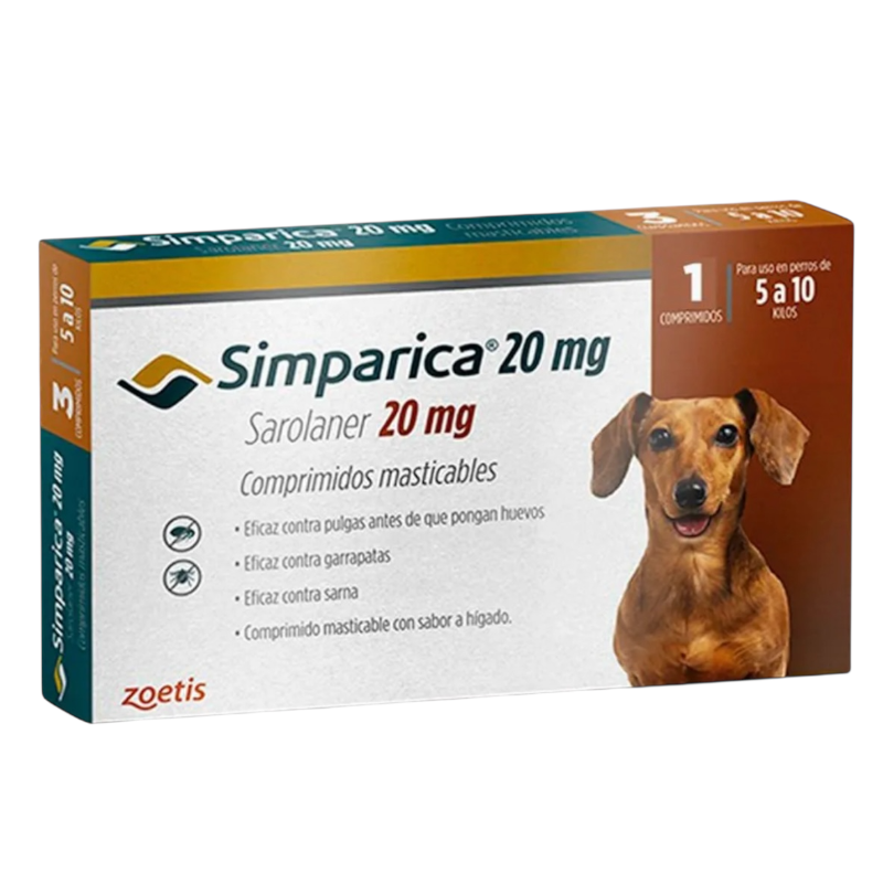 Simparica Perro (5-10 kg) 20 mg 3 Comprimidos Simparica Perro (5-10 kg) 20 mg 3 Comprimidos