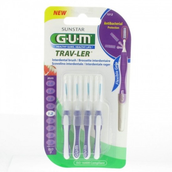 Gum brossettes proxabrush trav-ler 1,2 mm x 4 Gum brossettes proxabrush trav-ler 1,2 mm x 4