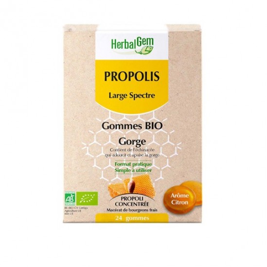 Herbalgem propolis large spectre gommes bio boîte de 24 Herbalgem propolis large spectre gommes bio boîte de 24