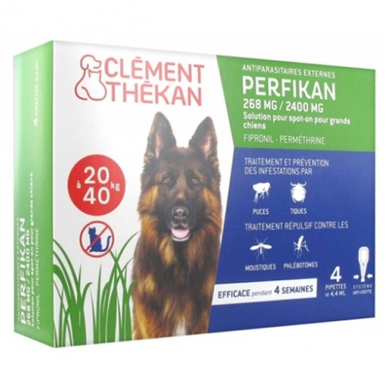 Clément thékan perfikan 268mg/2400mg spot-on grands chiens 20-40kg Clément thékan perfikan 268mg/2400mg spot-on grands chiens 20-40kg