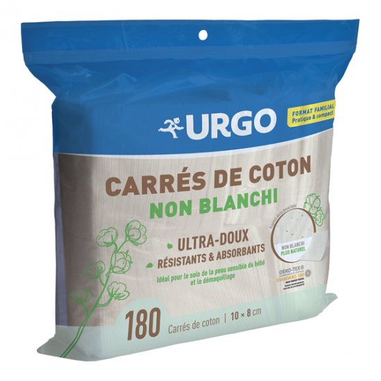 Urgo 180 carrés de cotons non blanchi 10 x 8 cm Urgo 180 carrés de cotons non blanchi 10 x 8 cm