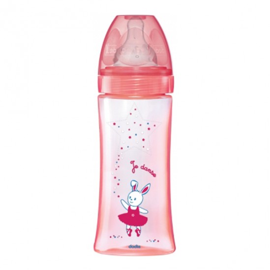 Dodie initiation+ biberon tétine 3vitesses débit 3 +6mois rose 330ml Dodie initiation+ biberon tétine 3vitesses débit 3 +6mois rose 330ml