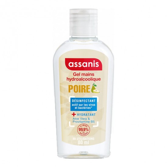 Assanis gel hydroalcoolique poire 80ml Assanis gel hydroalcoolique poire 80ml