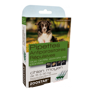 Zoostar 3 pipettes antiparasitaires répulsives chien 15 à 30kg