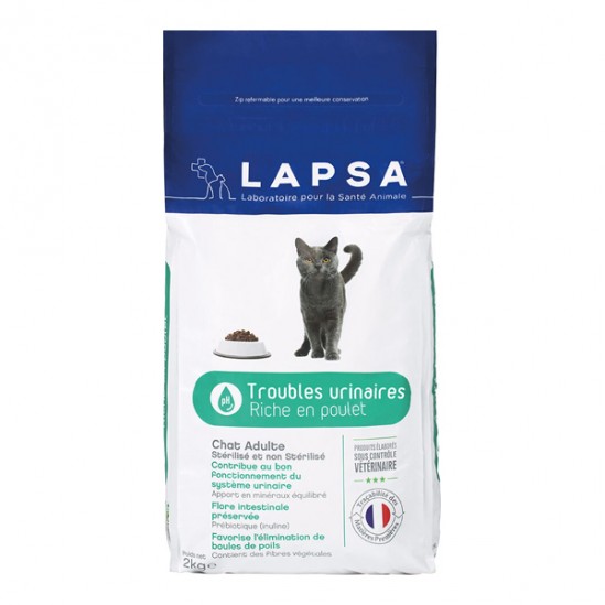 Lapsa chat adulte santé urinaire onp riche en poulet 2kg Lapsa chat adulte santé urinaire onp riche en poulet 2kg