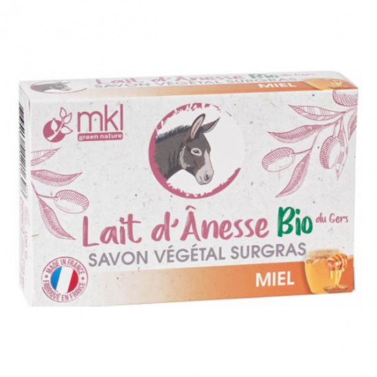 Mkl green nature lait d'ânesse savon végétal surgras miel bio 100g
