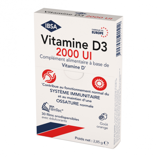 IBSA vitamine D3 2000UI filmtec boîte de 30 films orodispersibles IBSA vitamine D3 2000UI filmtec boîte de 30 films orodispersibles