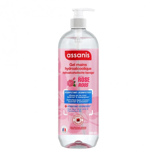 Assanis Gel mains hydroalcoolique rose 980ml Assanis Gel mains hydroalcoolique rose 980ml