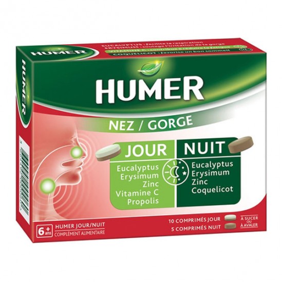 Humer nez gorge 10 comprimés jour + 5 comprimés nuit Humer nez gorge 10 comprimés jour + 5 comprimés nuit