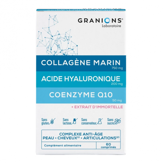 Granions collagène marin acide hyaluronique coenzyme Q10 - 60 comprimés Granions collagène marin acide hyaluronique coenzyme Q10 - 60 comprimés