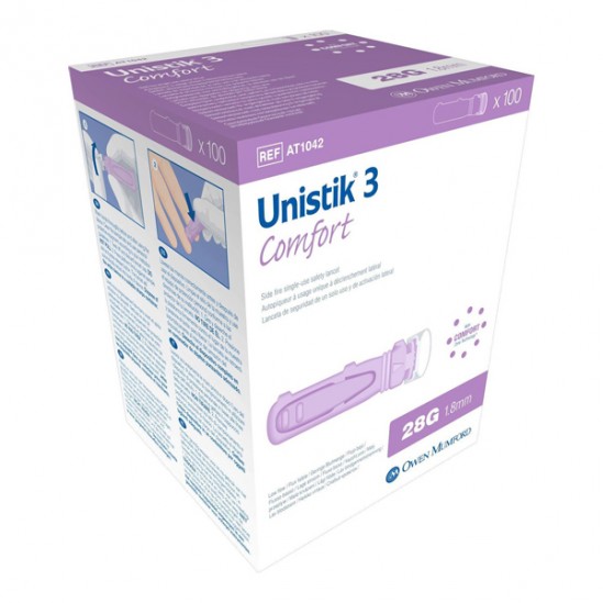 Unistik 3 Comfort autopiqueur 28gr boîte de 100 Unistik 3 Comfort autopiqueur 28gr boîte de 100