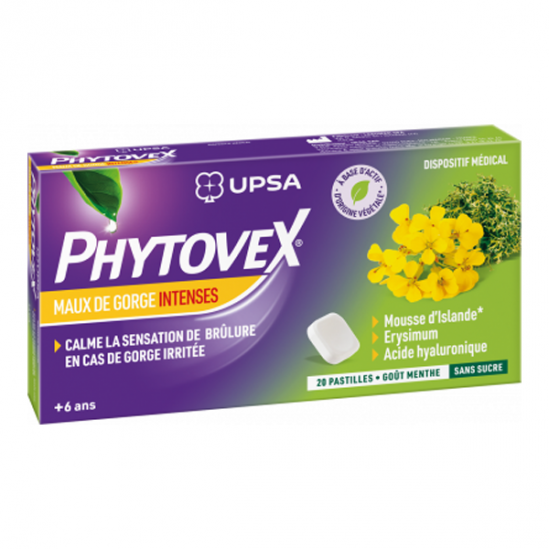 UPSA Phytovex maux de gorge intenses 20 pastilles