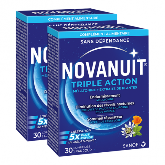 Novanuit Triple Action lot de 2 x 30 comprimés Novanuit Triple Action lot de 2 x 30 comprimés