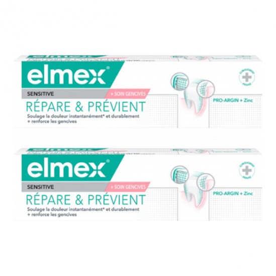 Elmex dentifrice Sensitive Professional Répare & Prévient lot de 2x75ml Elmex dentifrice Sensitive Professional Répare & Prévient lot de 2x75ml