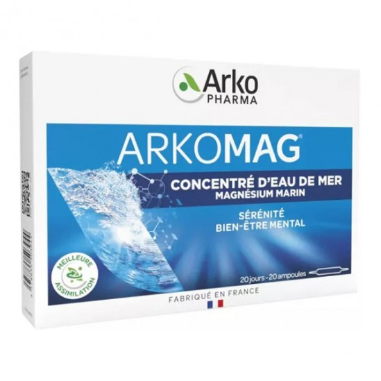 Arkopharma Arkomag Concentré d'eau de mer - Magnésium marin 20 ampoules Arkopharma Arkomag Concentré d'eau de mer - Magnésium marin 20 ampoules