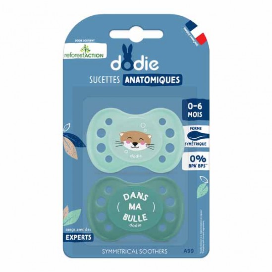 Dodie duo sucettes anatomiques Reforest'action Loutre 0-6 mois A99 Dodie duo sucettes anatomiques Reforest'action Loutre 0-6 mois A99
