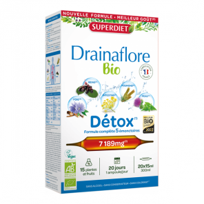Superdiet Drainaflore Bio Détox 20 ampoules