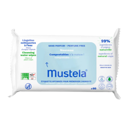 Mustela Toallitas Desmaquillantes al Agua sin Perfume Compostables 60 Toallitas