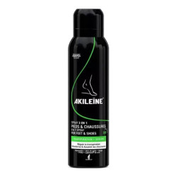 Akileïne spray negro 3 en 1 para pies y calzado 150ml